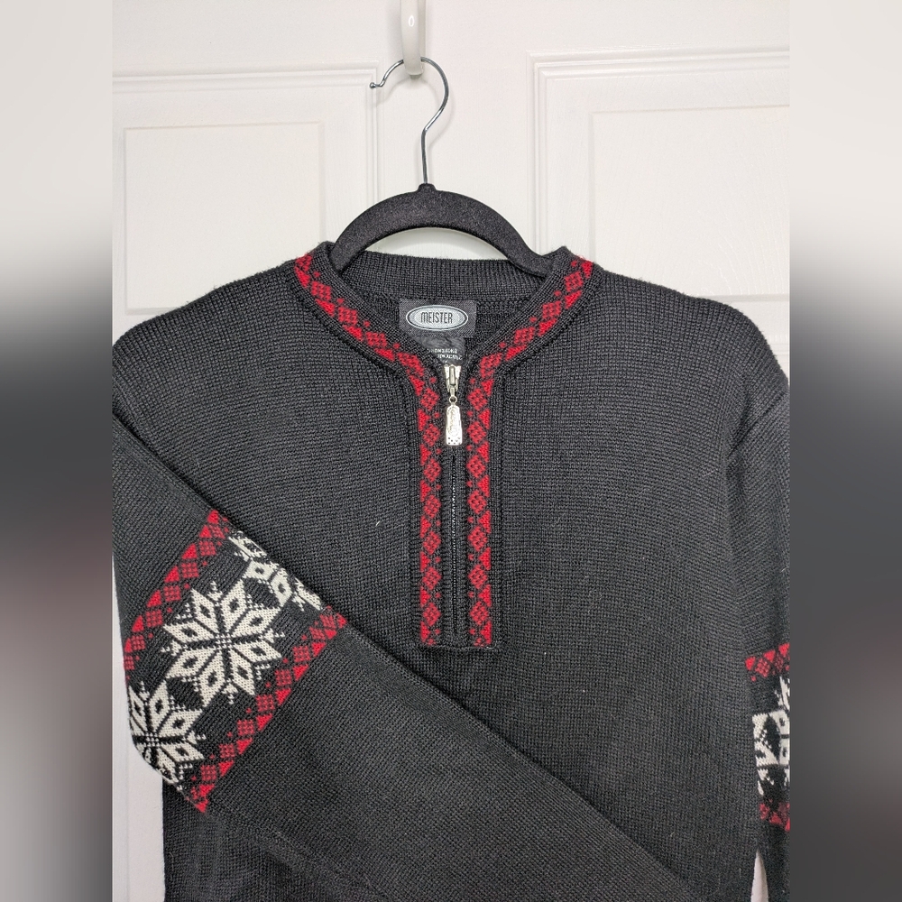 Vintage Meister Winter Sport Ski Sweater Women's 1/4 Zip Size Small